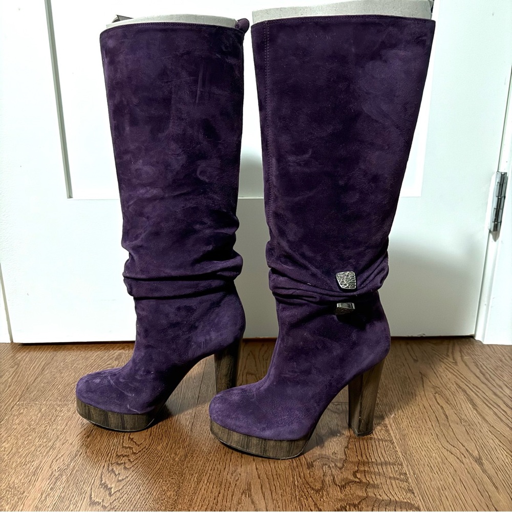 Miss Sixty Vintage Purple Suede Platform Boots